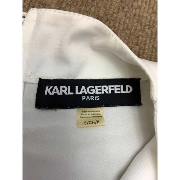 Karl Lagerfeld Top Womens S Sleeveless Pearl Embellished Knit Blouse Shirt - Picture 6 of 7